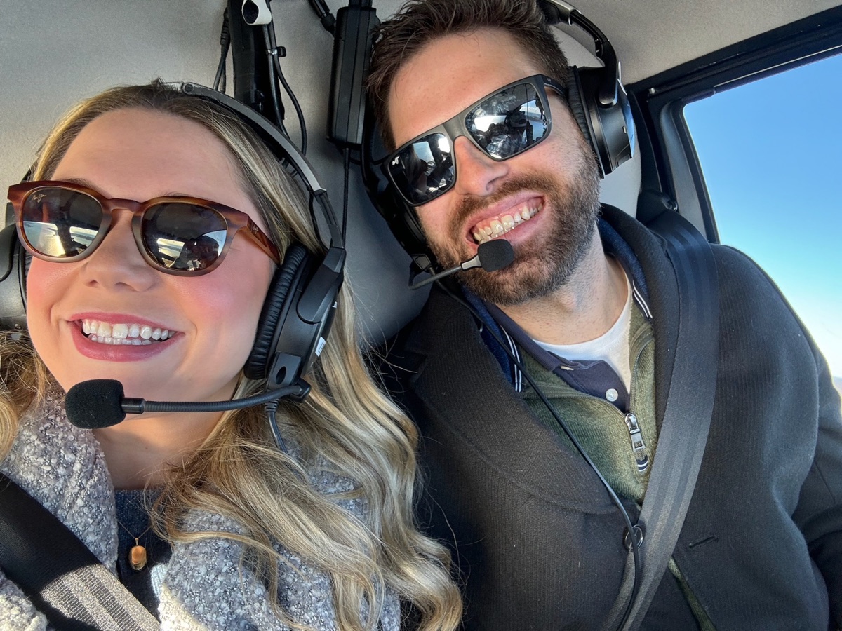 Alyson & Clint helicopter tour in Newport